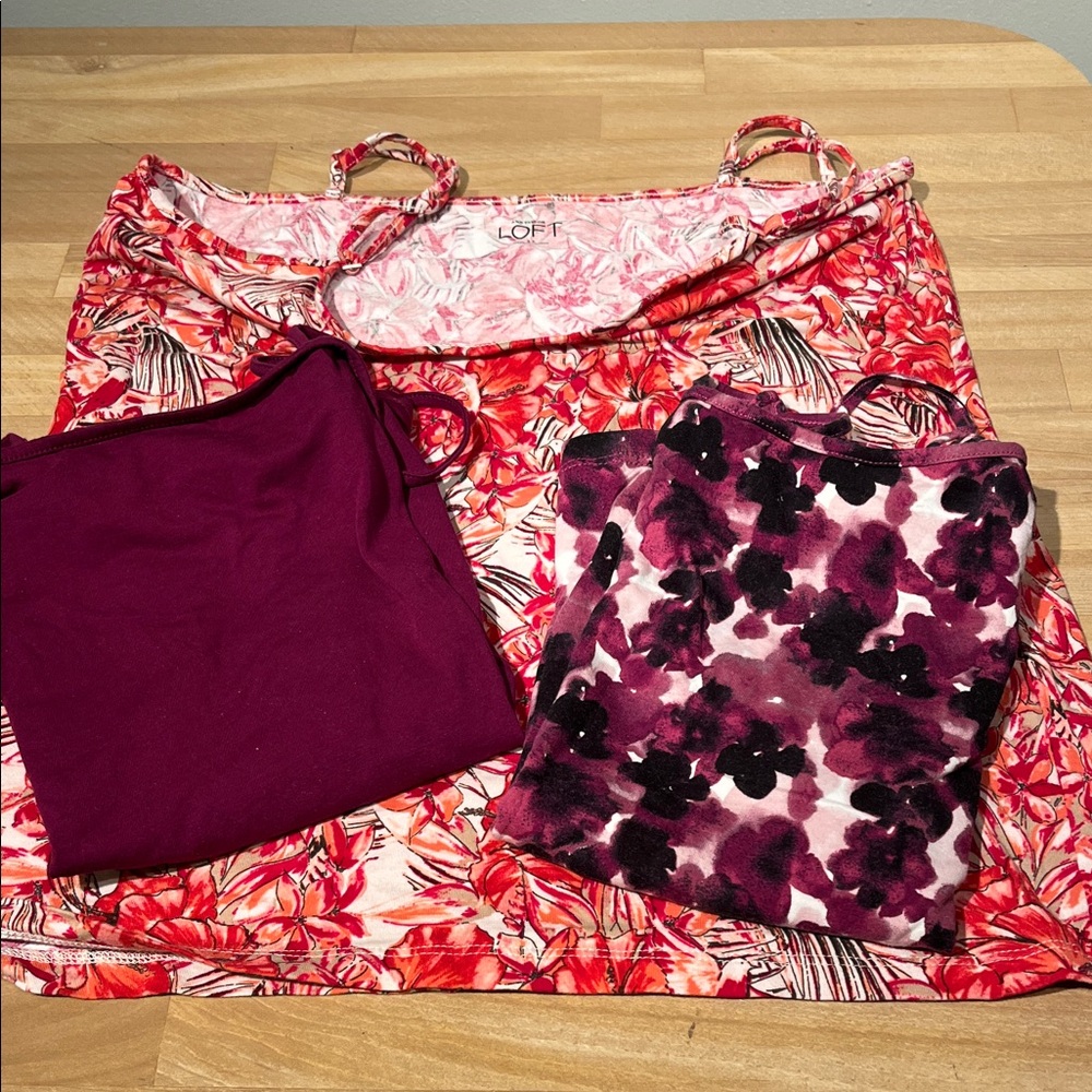 LOFT Red and Purple Tops Trio